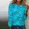T-shirt casual in misto cotone con stampa foglie d'autunno - Donna