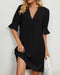 Robe moyenne unie Lhea avec col en V pour femme - Édition Automne