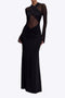 Gillian - Robe longue élégante en maille croisée et transparente pour femme, spéciale automne