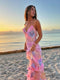 Robe longue pour femme - Bretelles spaghetti - Modèle fluide - Couche sur couche froissée