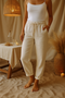 Monica - Pantalon à taille élastique en coton et lin